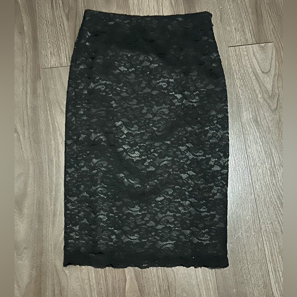 Le Chateau Black Lace Pencil Skirt